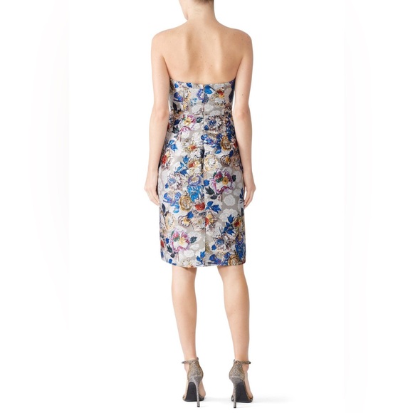 J.Crew Collection Silver Floral Jacquard Copenhagen Strapless Dress NWT Size 10 - Picture 3 of 16
